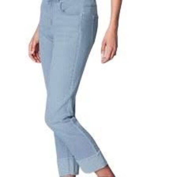 J. Jill Authentic Fit Crop Pants with Fringe Light Wash Blue Size 8 - Picture 1 of 10